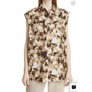 Samsoe Samsoe NWOT Camo Clay Button Up Shirt Top Oversized Sz M Organic Cotton